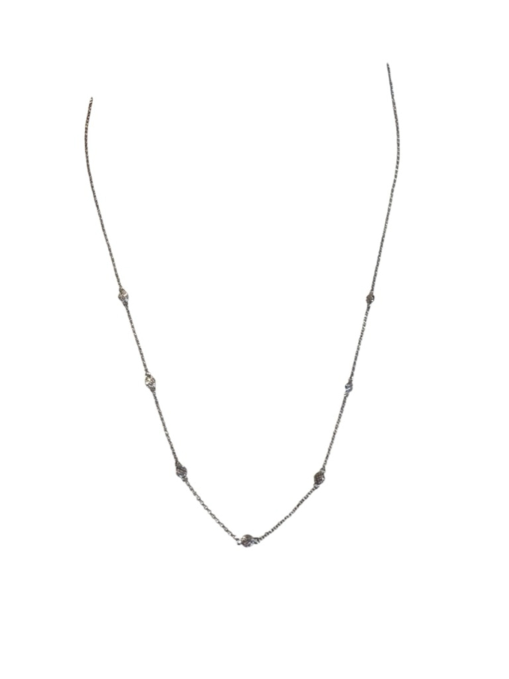 Women's dainty Silver Beaded Chain Necklace One Size